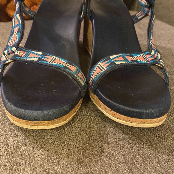 Teva Arabelle Wedge Sandal Nylon Velcro Strap Cork Heel Womens Size 9.5 - Picture 8 of 12